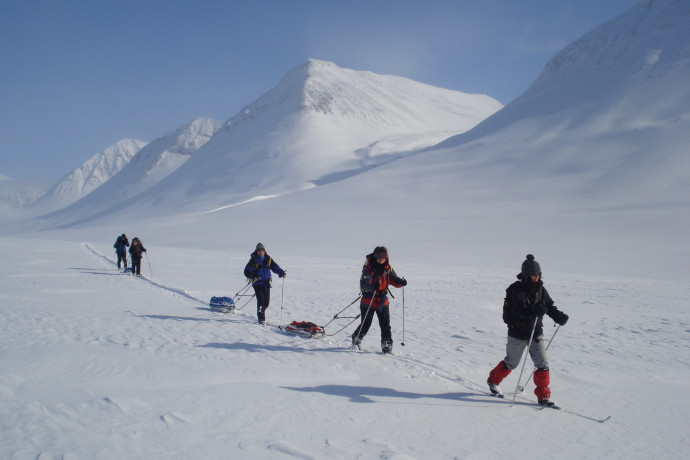 randonnée en ski nordique avec pulka