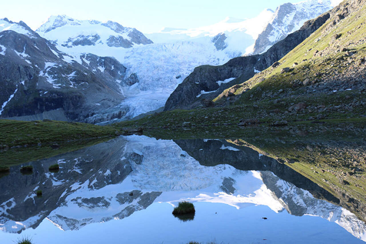 Lac de montagne et glacier