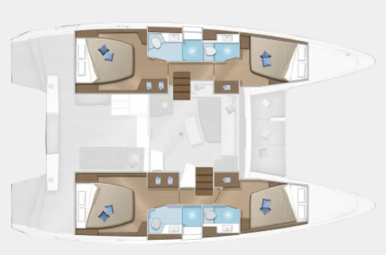 plan du catamaran Lagoon 42 – cabines et aménagement à bord