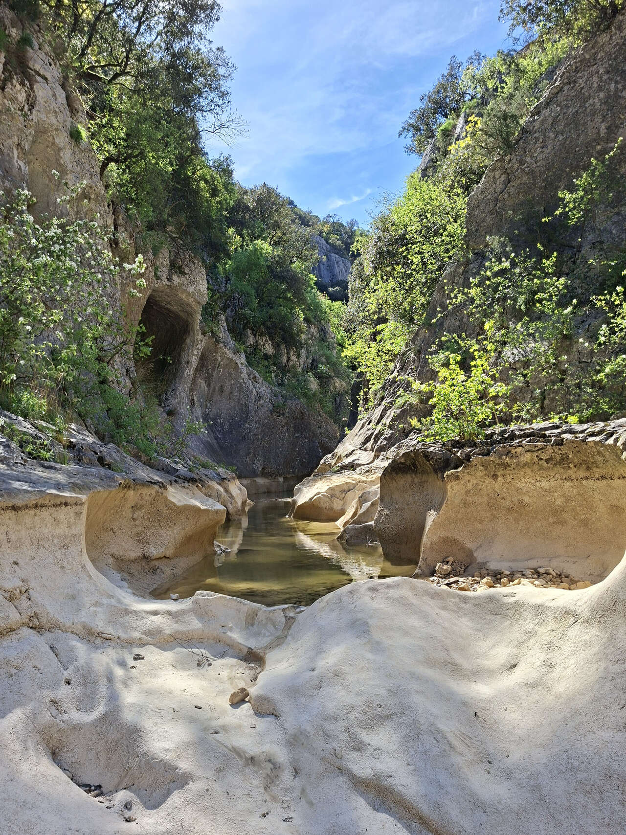 Vasques et roches sculptées du canyon du Rieusec dans les gorges secrètes de l’Ardèche